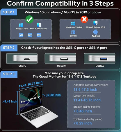 MultiView™ - 3-Screen Extender Win/Mac (M1/M2/M3) Compatible